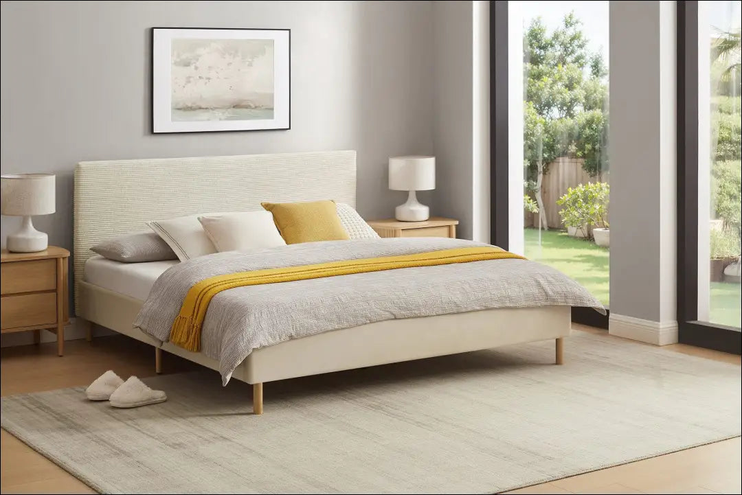 Miegamojo lova (180x200cm) GI656 - €320 Save 50% __label:Pristatymas 1-2 d.d., color-kremas, lovos-miegamojo,