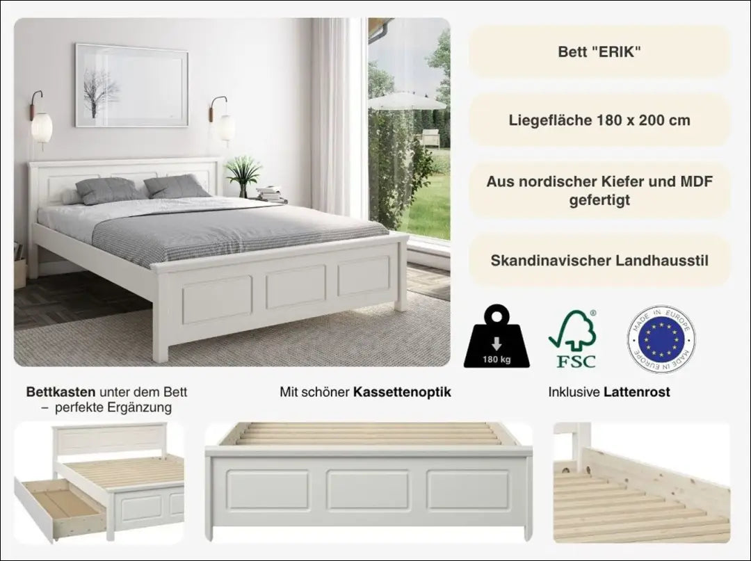 Miegamojo lova (180x200cm) GI731 - €240 Save 50% __label:Pristatymas 1-2 d.d., color-balta, lovos-miegamojo,