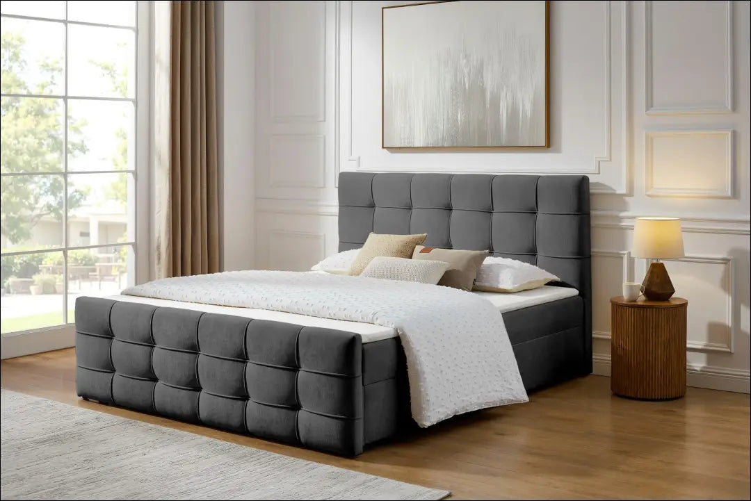 Miegamojo lova (180x200cm) GI785 - €440 Save 50% __label:Pristatymas 1-2 d.d., color-pilka, lovos-miegamojo,