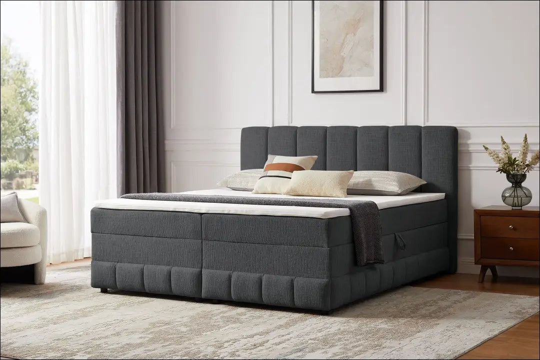Miegamojo lova (180x200cm) GI805 - €650 Save 50% __label:Pristatymas 1-2 d.d., color-pilka, lovos-miegamojo,