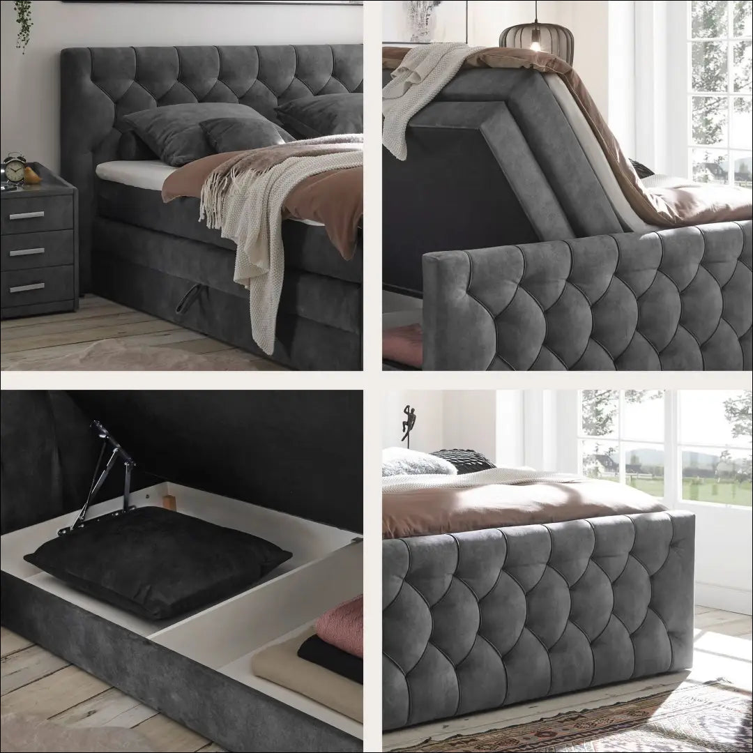 Miegamojo lova (180x200cm) GI813 - €750 Save 50% __label:Pristatymas 1-2 d.d., color-pilka, lovos-miegamojo,