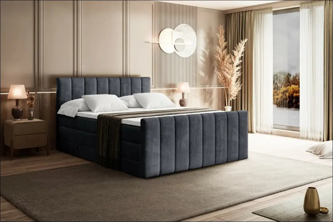 Miegamojo lova (180x200cm) GI900 - €730 Save 50% __label:Pristatymas 1-2 d.d., color-pilka, material-aksomas,