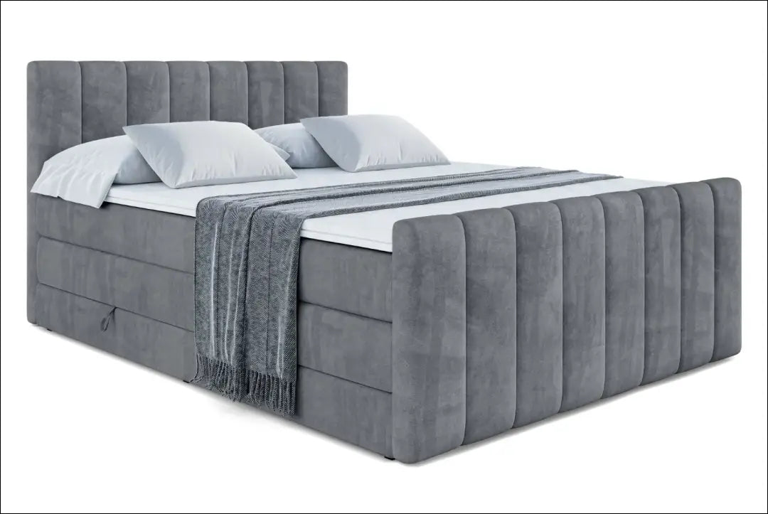 Miegamojo lova (180x200cm) GI900 - €730 Save 50% __label:Pristatymas 1-2 d.d., color-pilka, material-aksomas,