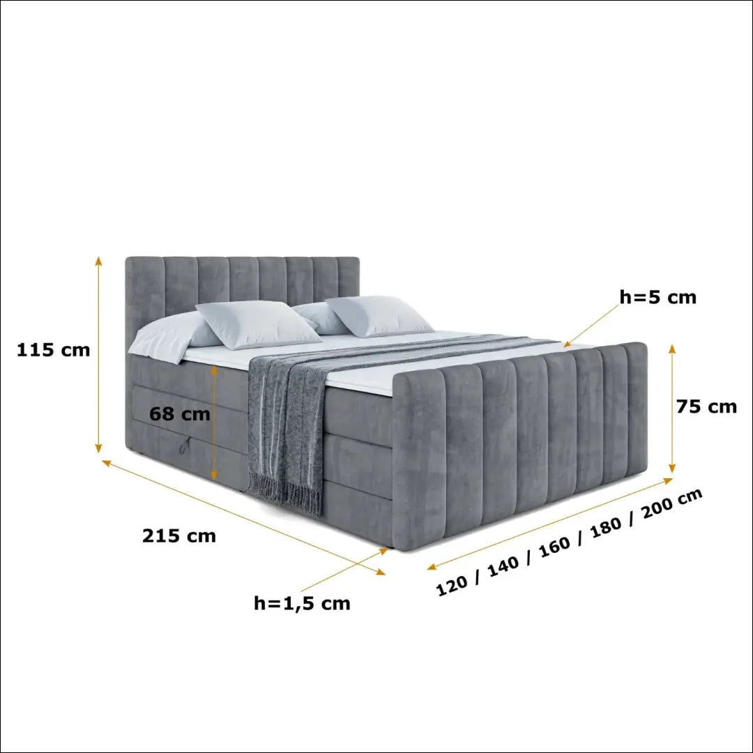 Miegamojo lova (180x200cm) GI900 - €730 Save 50% __label:Pristatymas 1-2 d.d., color-pilka, material-aksomas,