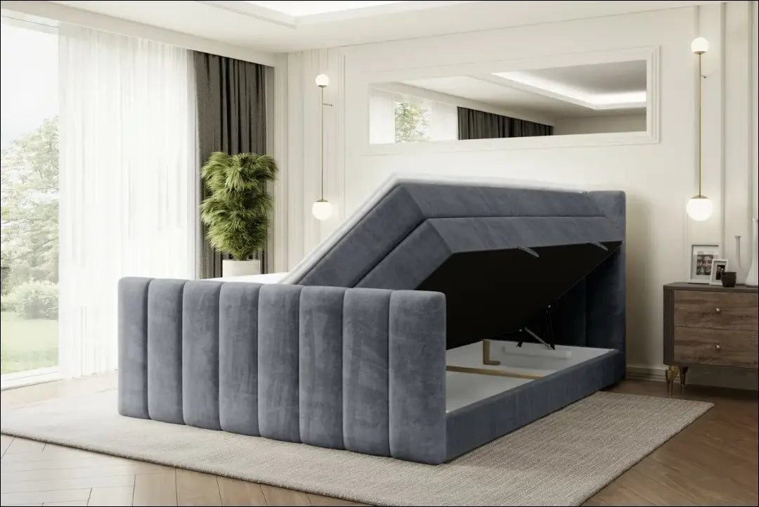Miegamojo lova (180x200cm) GI900 - €730 Save 50% __label:Pristatymas 1-2 d.d., color-pilka, material-aksomas,