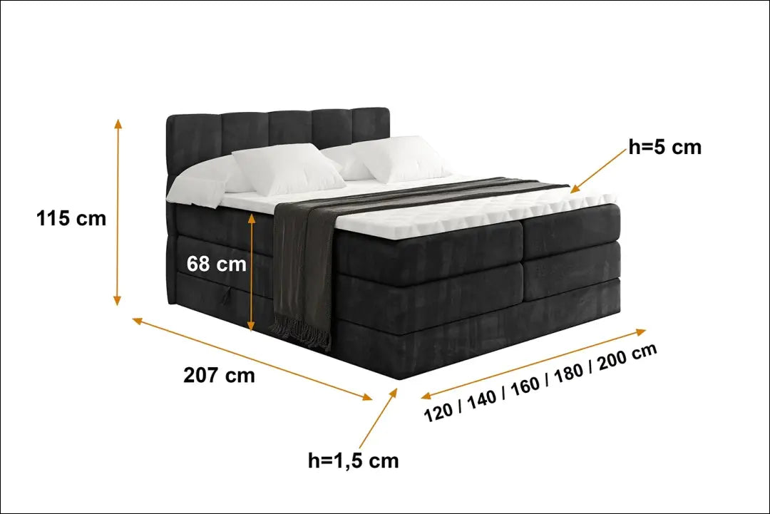 Miegamojo lova (180x200cm) GI901 - €670 Save 50% __label:Pristatymas 1-2 d.d., color-juoda, material-aksomas,