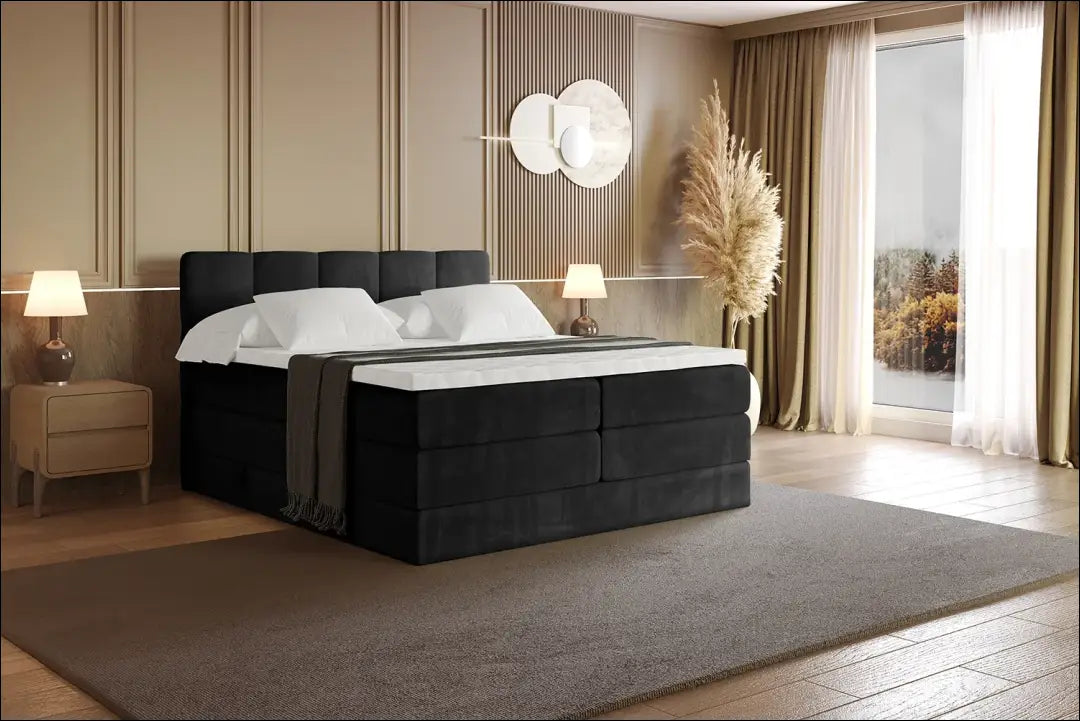 Miegamojo lova (180x200cm) GI901 - €670 Save 50% __label:Pristatymas 1-2 d.d., color-juoda, material-aksomas,