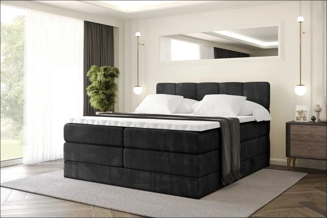 Miegamojo lova (180x200cm) GI901 - €670 Save 50% __label:Pristatymas 1-2 d.d., color-juoda, material-aksomas,