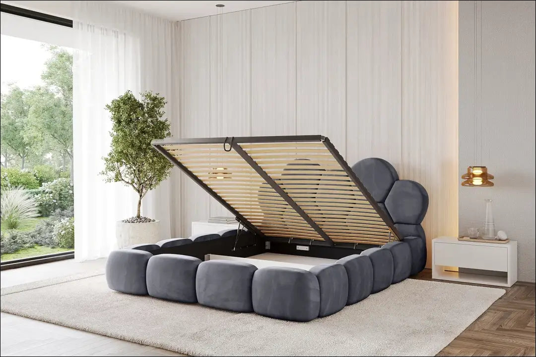 Miegamojo lova (180x200cm) GI905 - €910 Save 30% __label:Pristatymas 1-2 d.d., color-pilka, lovos-miegamojo,