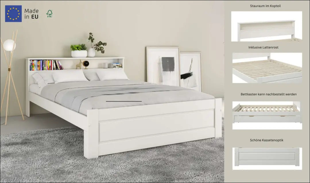 Miegamojo lova (180x200cm) GI957 - €210 Save 50% __label:Pristatymas 1-2 d.d., color-balta, lovos-miegamojo,
