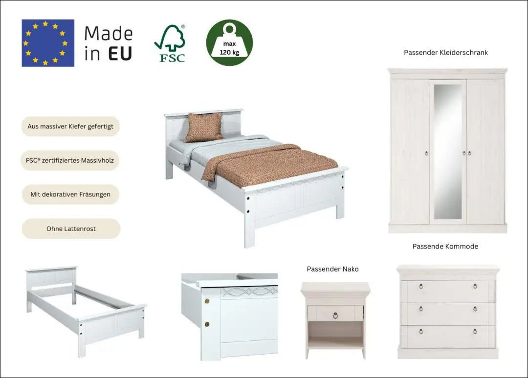 Miegamojo lova (90x200cm) GI672 - €110 Save 50% 100-200, __label:Pristatymas 1-2 d.d., color-balta, lovos-miegamojo,