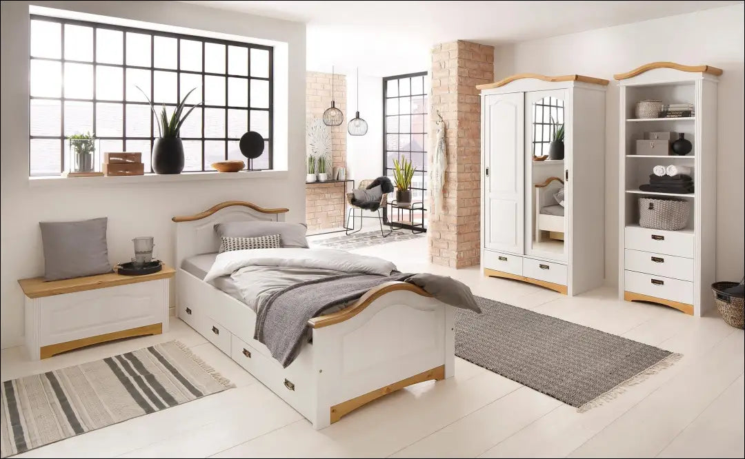 Miegamojo lova (90x200cm) GI851 - €270 Save 50% __label:Pristatymas 1-2 d.d., color-balta, color-ruda, lovos-miegamojo,