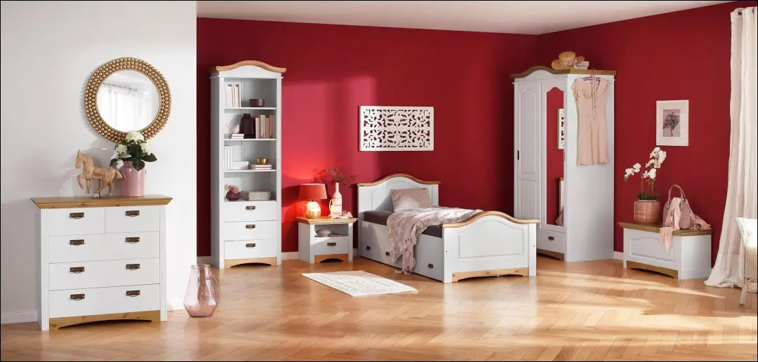 Miegamojo lova (90x200cm) GI851 - €270 Save 50% __label:Pristatymas 1-2 d.d., color-balta, color-ruda, lovos-miegamojo,