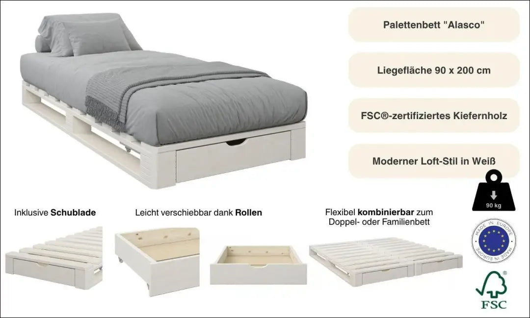 Miegamojo lova (90x200cm) GI878 - €120 Save 50% 100-200, __label:Pristatymas 1-2 d.d., color-balta, lovos-miegamojo,