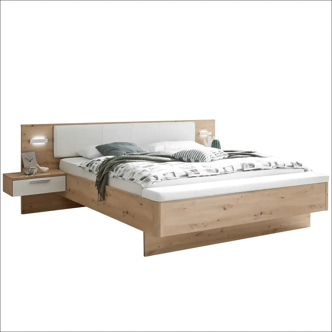Miegamojo lova su naktiniais staliukais GI580 - €344 Save 55% __label:Pristatymas 1-2 d.d., color-balta, color-ruda,