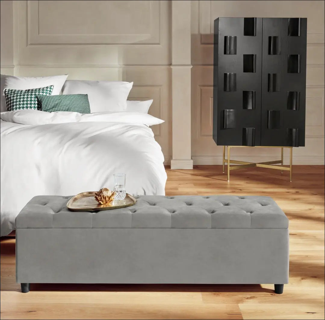 Minkštasuolis su daiktadėže MI946 - €99 Save 50% 50-100, __label:Pristatymas 1-2 d.d., color-pilka, material-aksomas,
