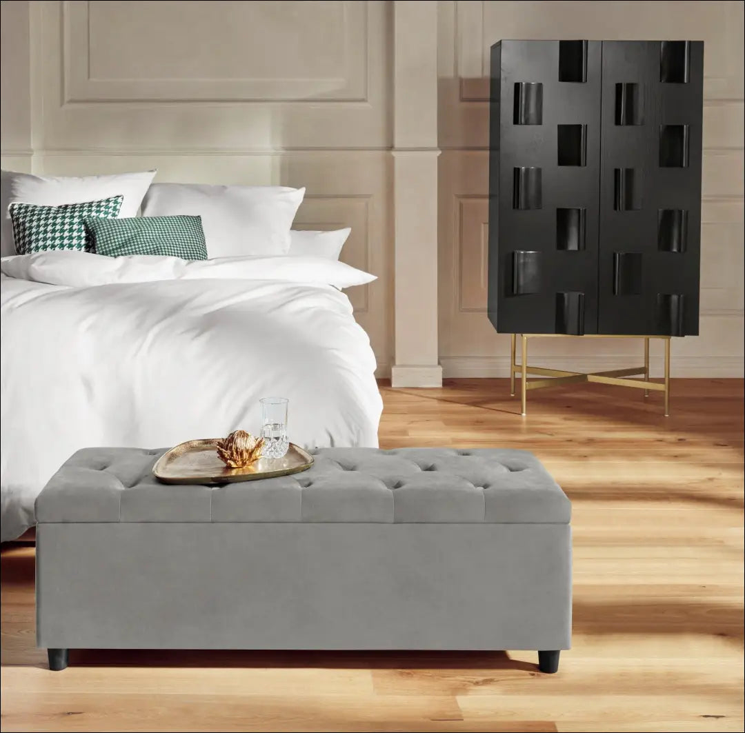 Minkštasuolis su daiktadėže MI990 - €95 Save 50% 50-100, __label:Pristatymas 1-2 d.d., color-pilka, material-aksomas,