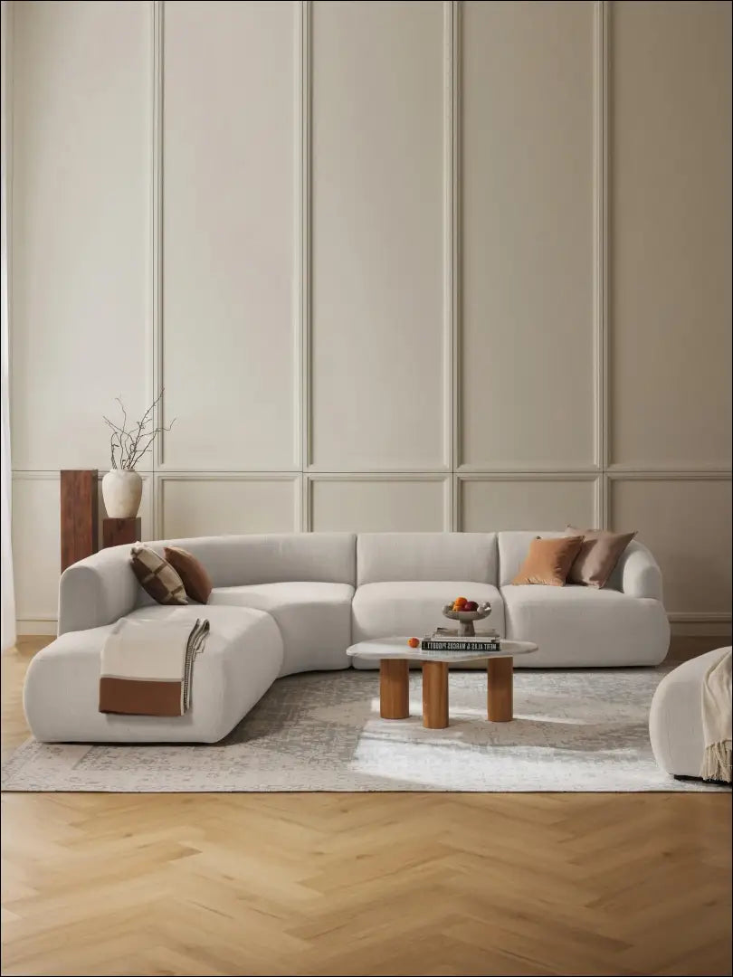 Modulinė kampinė sofa MI766 - €1,200 Save 60% __label:Pristatymas 1-2 d.d., color-kremas, kampai, material-gobelenas,