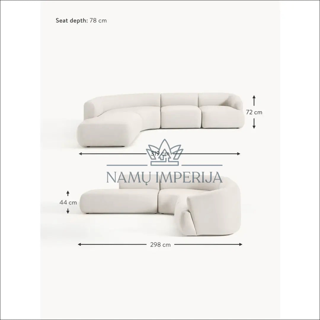 Modulinė kampinė sofa MI766 - €1,500 Save 50% __label:Pristatymas 1-2 d.d., color-kremas, kampai, material-gobelenas,