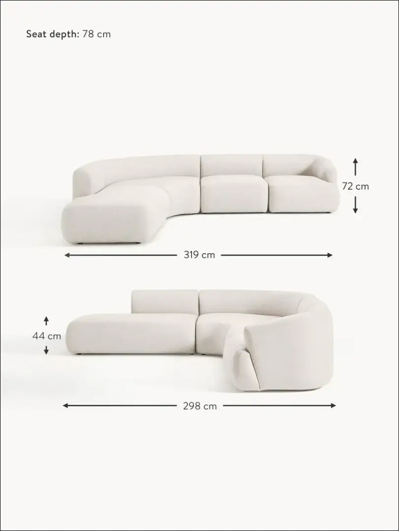 Modulinė kampinė sofa MI766 - €1,350 Save 55% __label:Pristatymas 1-2 d.d., color-kremas, kampai, material-gobelenas,
