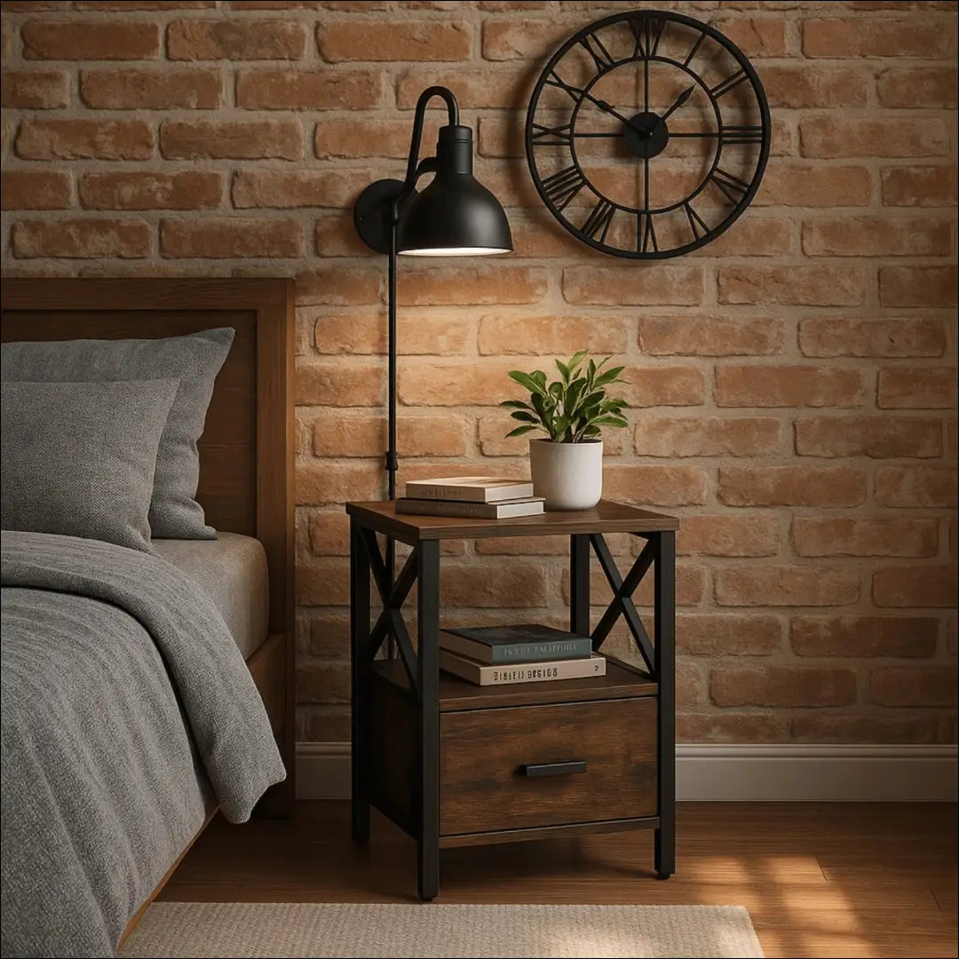 Naktinė spintelė juodos spalvos / ąžuolo 40 cm TE1107 - €57 Save 15% 50-100, __label:Pristatymas 5-14 d.d., elite,