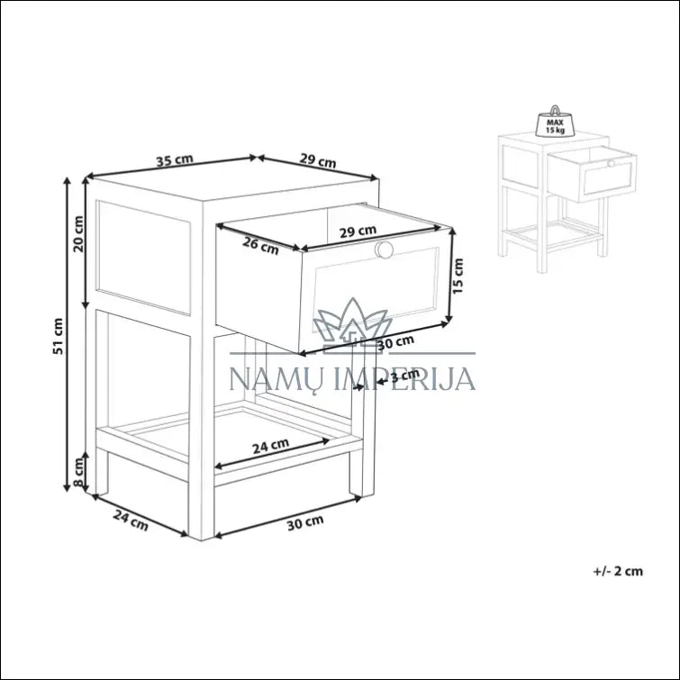 Naktinis staliukas GI412 - €35 Save 50% 25-50, __label:Pristatymas 1-2 d.d., color-ruda, material-medzio-masyvas,