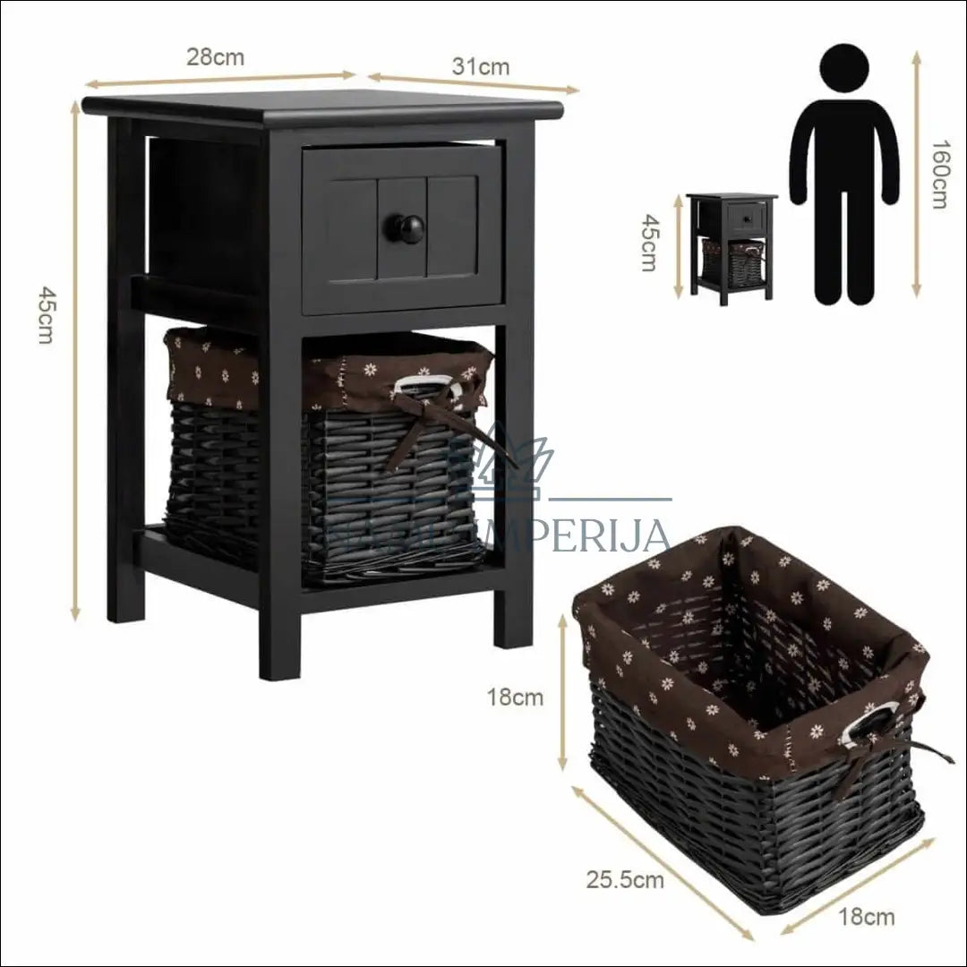 Naktinis staliukas GI514 - €53 Save 50% 50-100, __label:Pristatymas 1-2 d.d., color-juoda, material-mediena, miegamojo