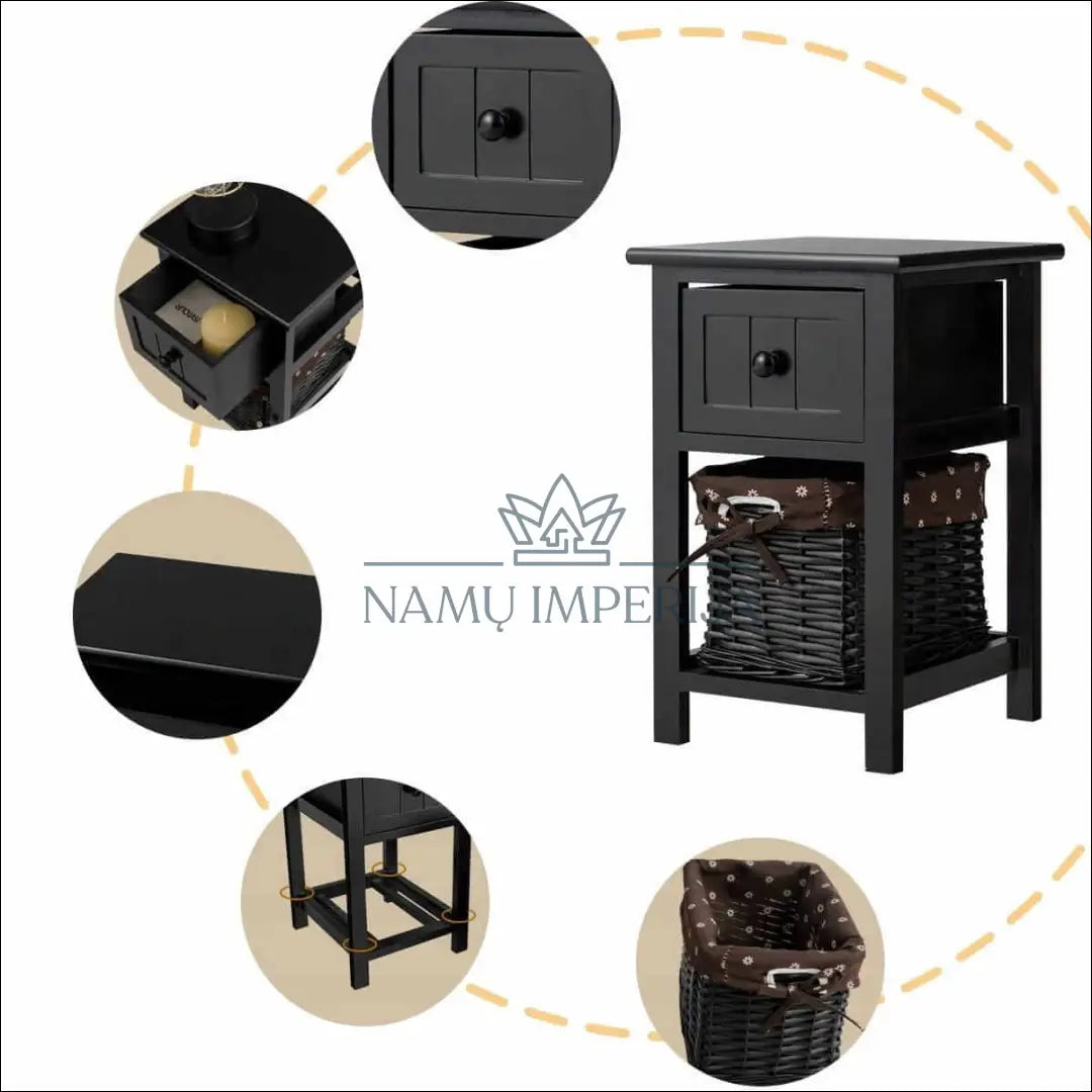Naktinis staliukas GI514 - €53 Save 50% 50-100, __label:Pristatymas 1-2 d.d., color-juoda, material-mediena, miegamojo