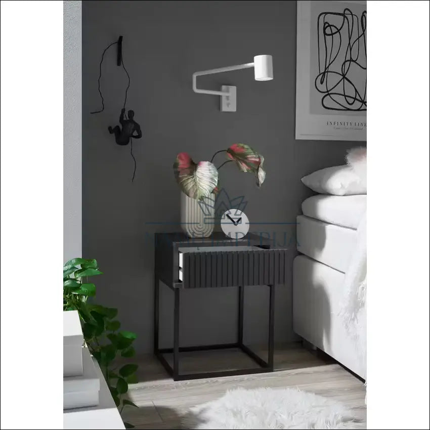 Naktinis staliukas GI563 €30 Save 60% 25 50, __label:Pristatymas 1 2 d.d., color juoda, pilka, material mediena €25