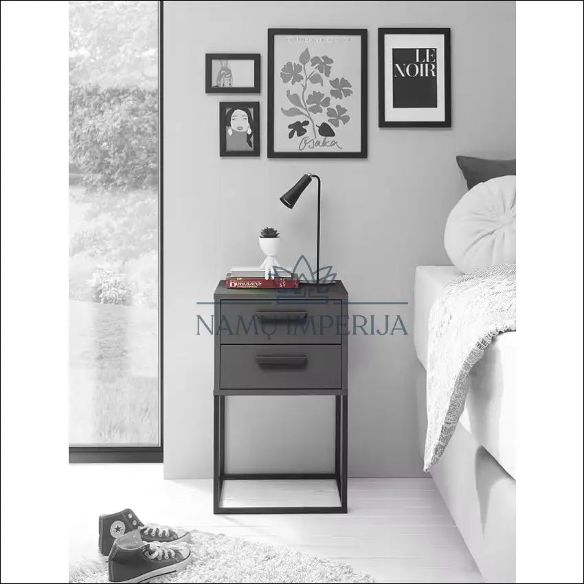 Naktinis staliukas GI571 €20 Save 75% __label:Pristatymas 1 2 d.d., color juoda, pilka, material mediena, metalas Iki