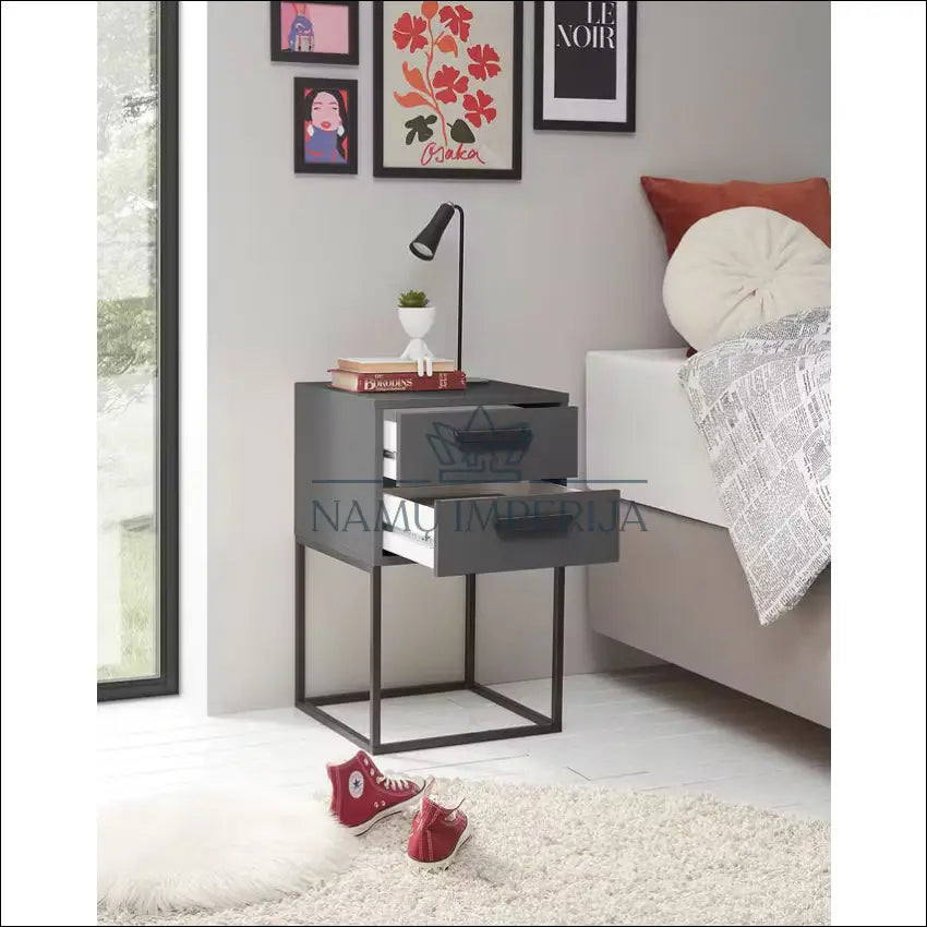 Naktinis staliukas GI571 €20 Save 75% __label:Pristatymas 1 2 d.d., color juoda, pilka, material mediena, metalas Iki