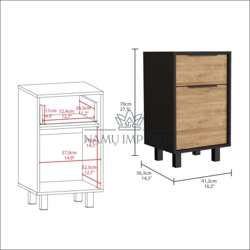 Naktinis staliukas GI610 - €65 Save 50% 50-100, __label:Pristatymas 1-2 d.d., color-juoda, color-ruda, material-mediena