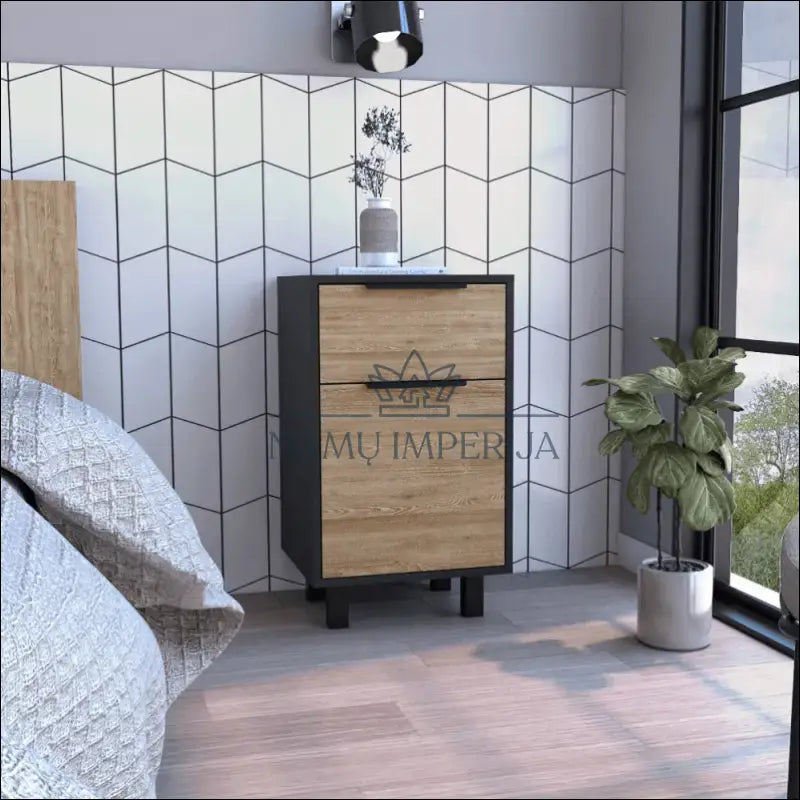 Naktinis staliukas GI610 - €65 Save 50% 50-100, __label:Pristatymas 1-2 d.d., color-juoda, color-ruda, material-mediena