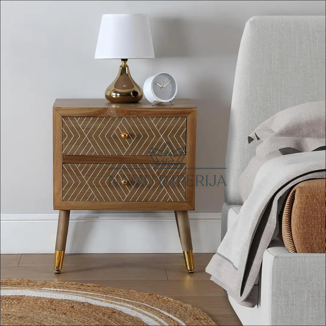 Naktinis staliukas GI613 - €75 Save 50% 50-100, __label:Pristatymas 1-2 d.d., color-auksine, color-ruda, material-mdf