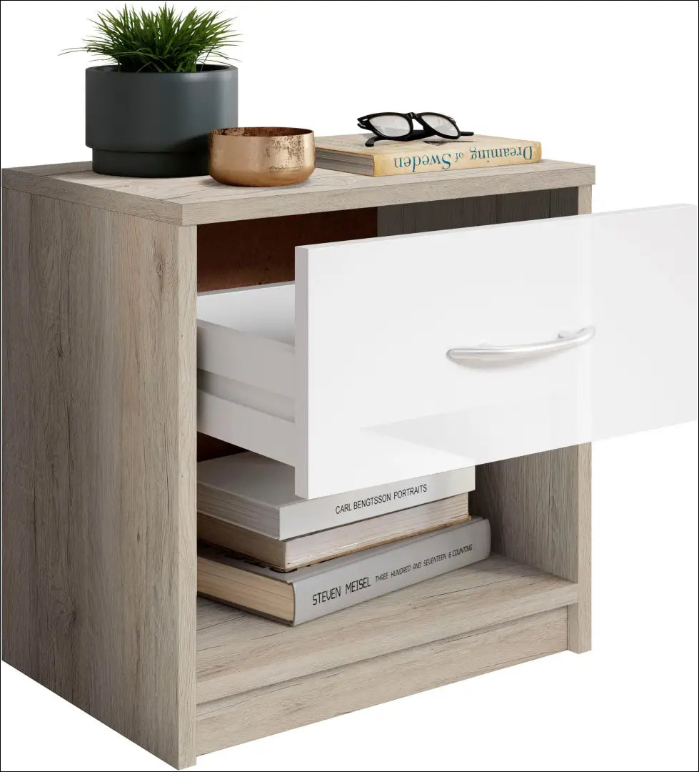 Naktinis staliukas GI684 - €10 Save 75% __label:Pristatymas 1-2 d.d., color-balta, color-ruda, material-mediena,