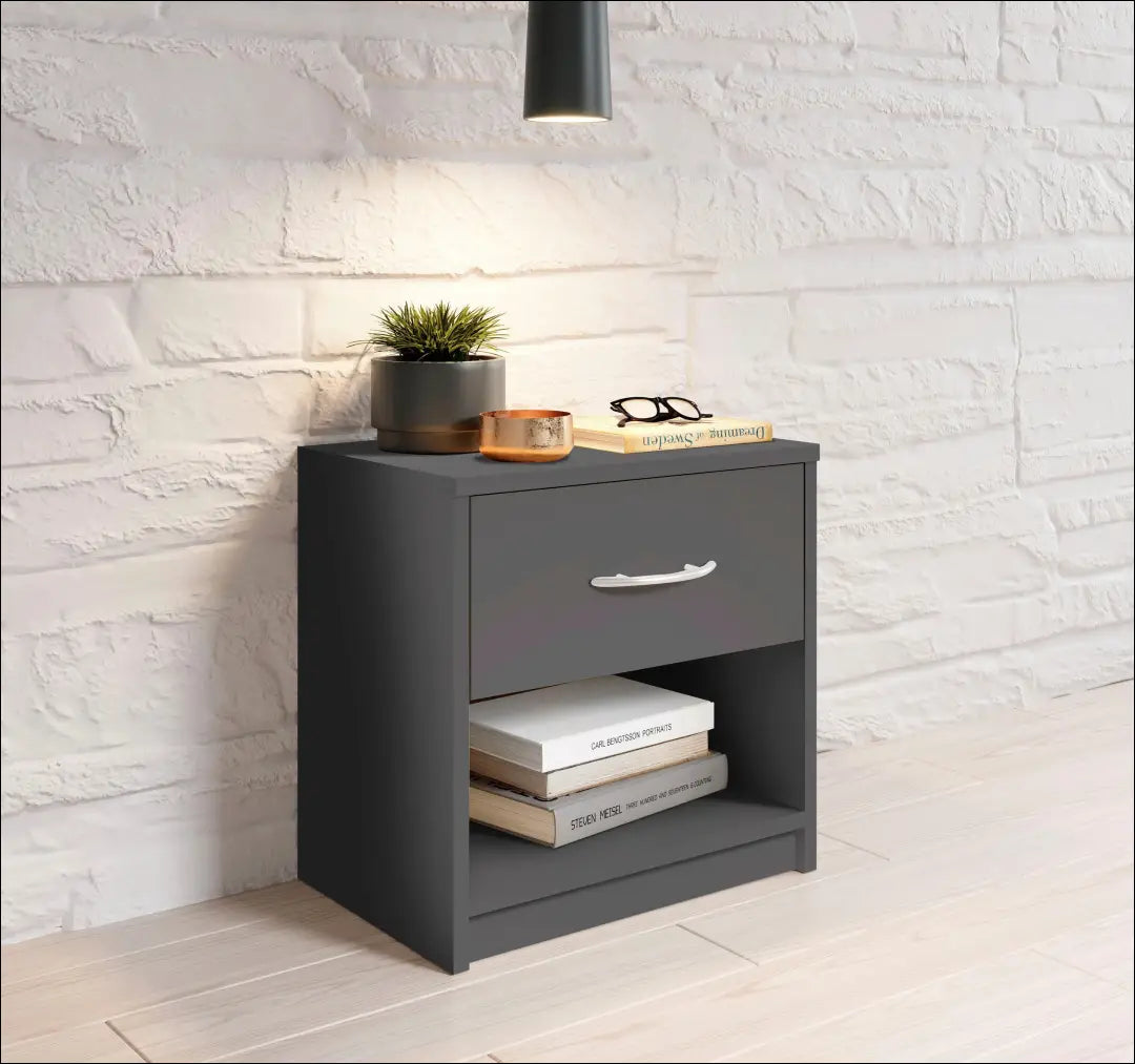 Naktinis staliukas GI823 - €15 Save 65% __label:Pristatymas 1-2 d.d., color-pilka, material-mediena, pazeistas,