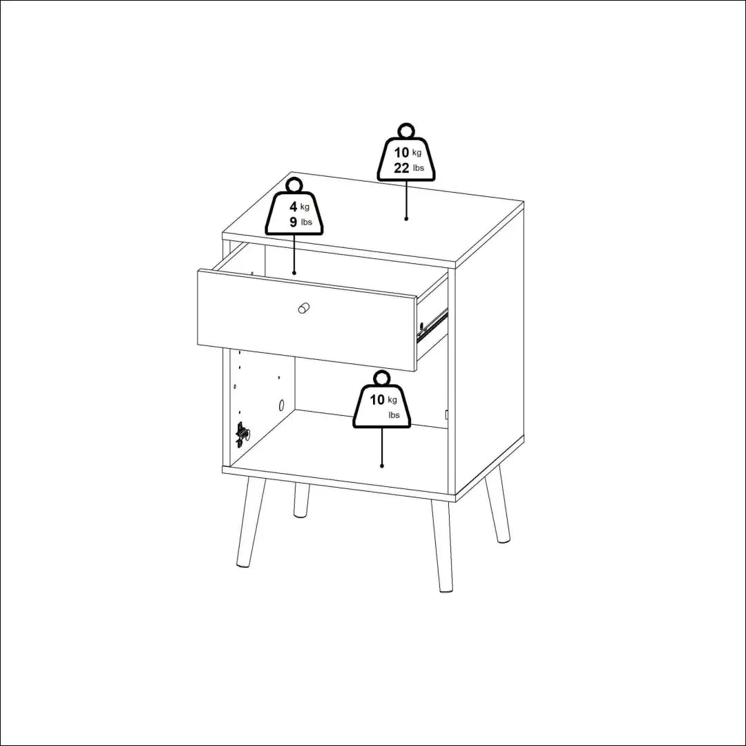 Naktinis staliukas GI942 - €68 Save 50% 50-100, __label:Pristatymas 1-2 d.d., color-balta, material-mediena, miegamojo