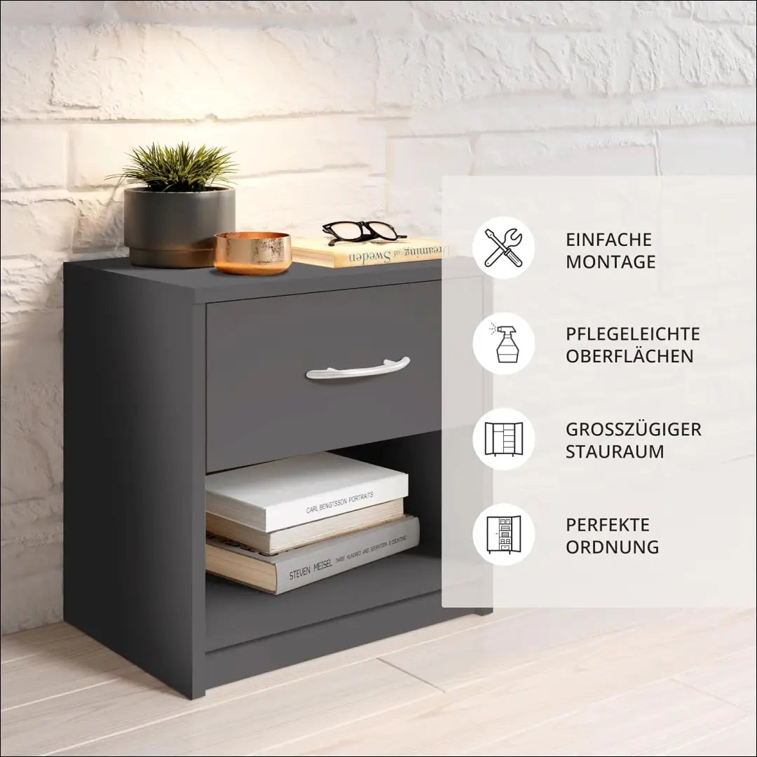 Naktinis staliukas GI964 - €17 Save 50% __label:Pristatymas 1-2 d.d., color-pilka, material-mediena, miegamojo,