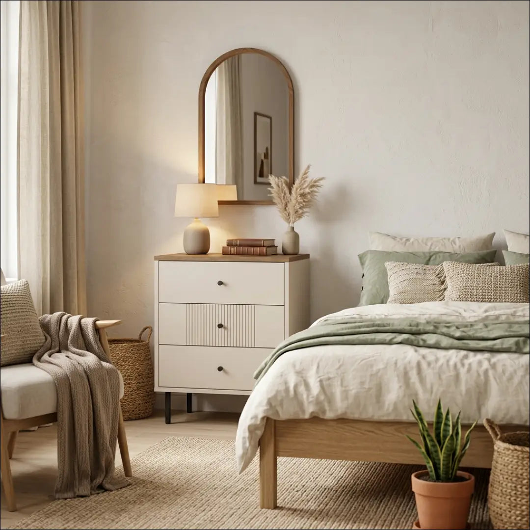 Naktinis staliukas kašmyro spalvos su 3 stalčiais KM005 - €109 Save 15% 100-200, __label:Pristatymas 5-14 d.d.,
