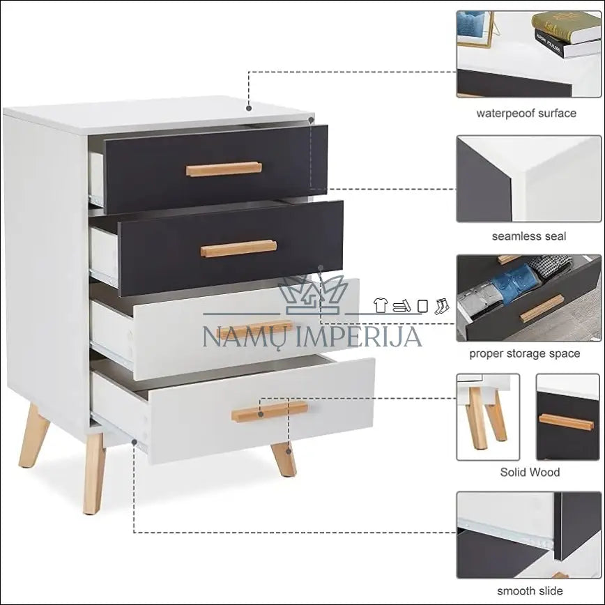 Naktinis staliukas/komoda GI608 - €47 Save 50% 25-50, __label:Pristatymas 1-2 d.d., color-balta, color-pilka, komodos