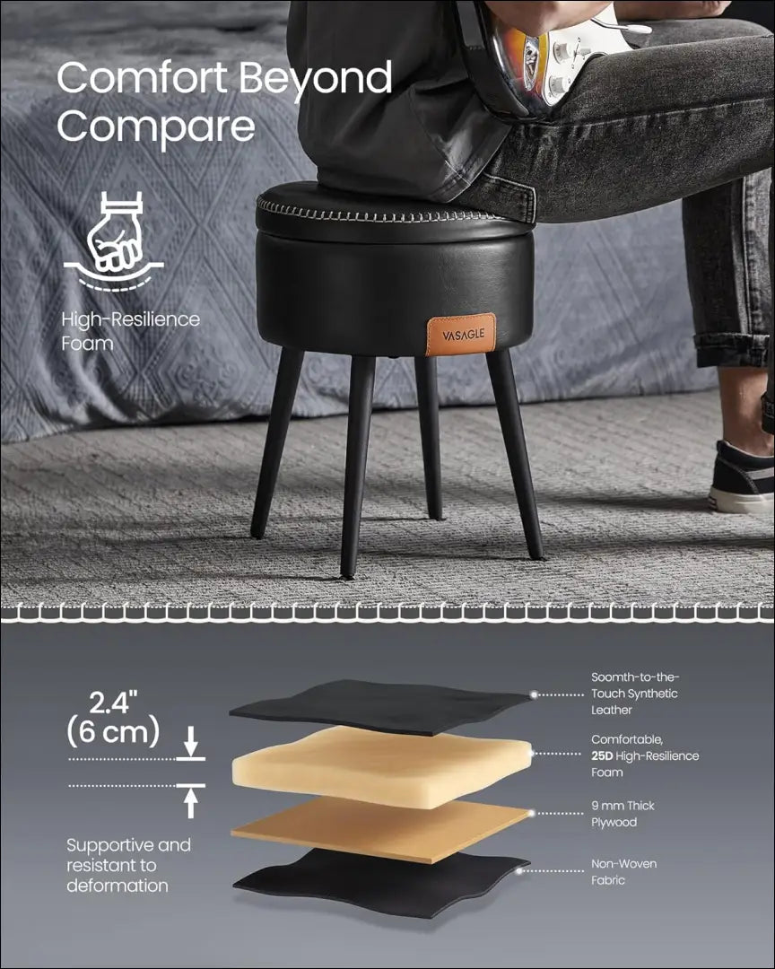 Otomanas SM1152 - €57 Save 40% 50-100, __label:Pristatymas 5-14 d.d., miegamojo, notouch30, otomanas 32x32x44cm / Juoda