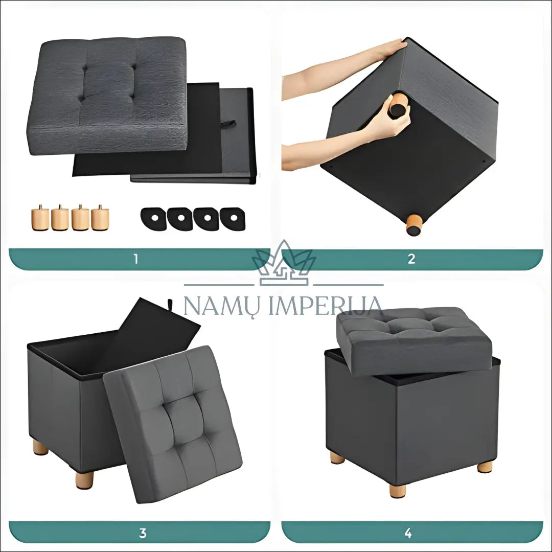 Otomanas SM1172 €58 Save 40% 50 100, __label:Pristatymas 5 14 d.d., notouch30, otomanas, song 38x38x40cm / Pilka / MDF