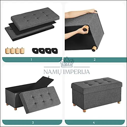 Otomanas SM1174 - €88 Save 40% 50-100, __label:Pristatymas 5-14 d.d., notouch30, otomanas, song 76x38x38cm / Pilka
