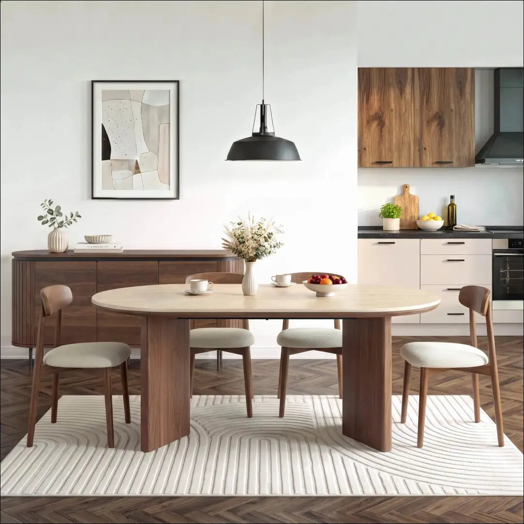 Ovalus stalas 200 cm travertinas/riešutmedis TE2556 - €481.60 Save 15% __label:Pristatymas 5-14 d.d., Newelite Naujausi