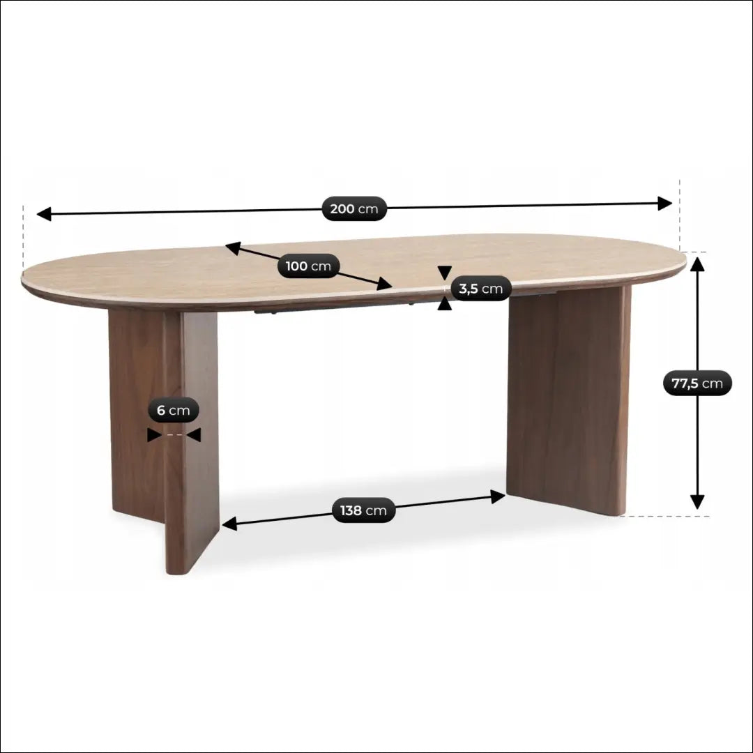 Ovalus stalas 200 cm travertinas/riešutmedis TE2556 - €481.60 Save 15% __label:Pristatymas 5-14 d.d., Newelite Naujausi