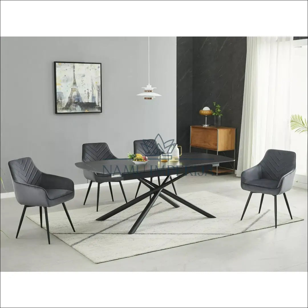 Padidinamas valgomojo stalas AL014 - €503 Save 20% __label:Pristatymas 1-2 d.d., color-juoda, material-keramika,