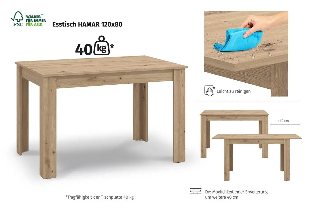 Padidinamas valgomojo stalas VI1466 - €120 Save 50% 100-200, __label:Pristatymas 1-2 d.d., color-ruda,