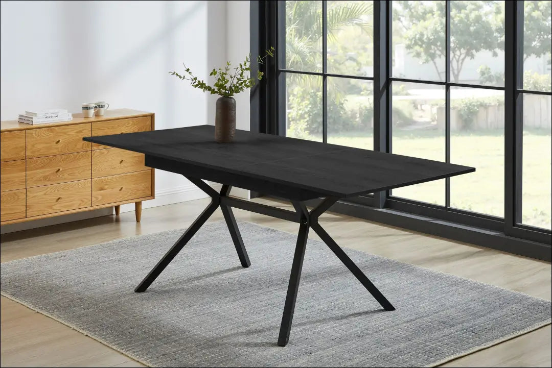 Padidinamas valgomojo stalas VI1495 - €220 Save 50% __label:Pristatymas 1-2 d.d., color-juoda, material-mediena,