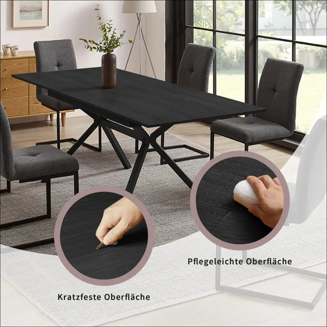 Padidinamas valgomojo stalas VI1495 - €220 Save 50% __label:Pristatymas 1-2 d.d., color-juoda, material-mediena,