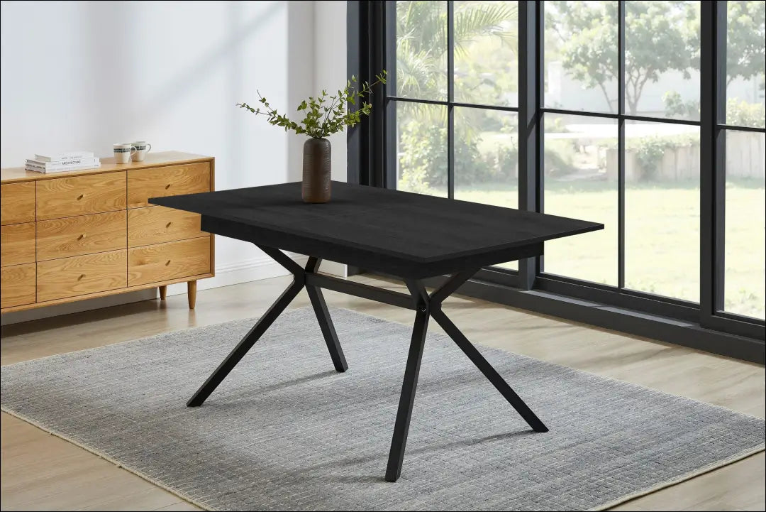 Padidinamas valgomojo stalas VI1495 - €220 Save 50% __label:Pristatymas 1-2 d.d., color-juoda, material-mediena,